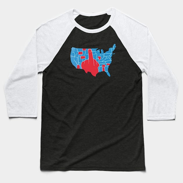 America Divided Map Finger Baseball T-Shirt by bobeckstein